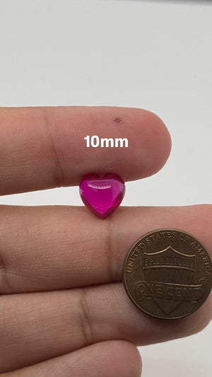 Lab Grown Ruby Heart Cab Flat Back #5 | Red Heart Cabochon 8mm–12mm for Rings, Pendants, Inlay & Custom Jewelry