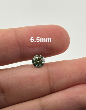 Round 6.5mm Green Yellow Moissanite Gemstone | Brilliant Cut Loose Stone for Engagement Ring, Jewelry Making