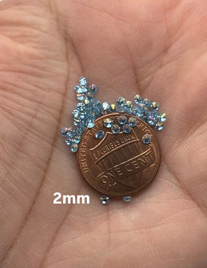 Round moissanite aquamarine gemstone parcel in assorted 1mm to 3mm sizes