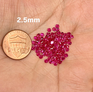 Synthetic Pink Ruby Round Diamond Cut Parcels 100 Pcs 1mm–3mm Loose Gemstones