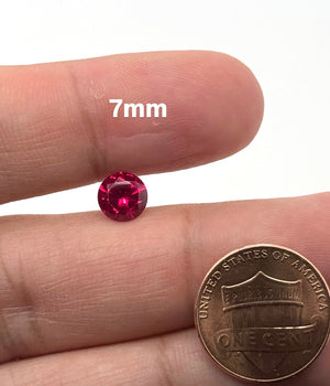 Synthetic Ruby Round Pinkish Red 6.5mm–7mm AAA Loose Gemstone | Lab Created Ruby Stone | Ring Pendant Jewelry Making