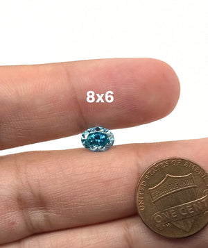Sea Blue Moissanite Oval Cut Loose Gemstone 7x5mm–10x8mm | Lab Created Blue Moissanite | Oval Faceted Stone for Rings, Pendants