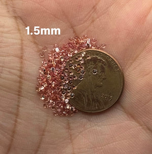 Synthetic Padparadscha Sapphire Round Cut Loose Stones | Lab Created Small Gemstones 1mm - 2mm Parcels for Jewelry Making