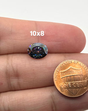 Grey blue oval moissanite loose gemstone