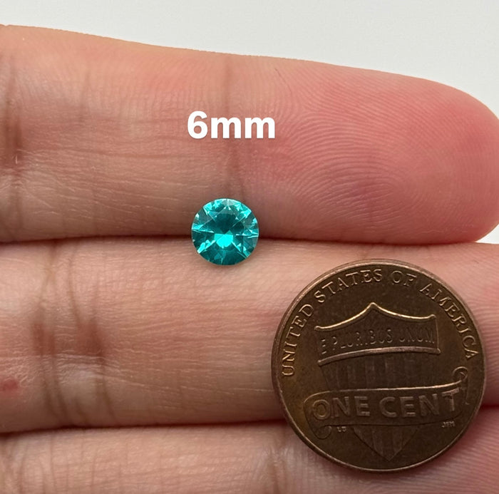Synthetic Loose YAG Paraiba Round Gemstones Available in 6mm-8mm