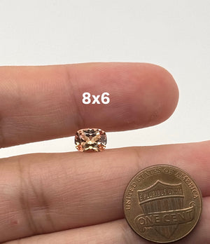 Synthetic orange sapphire elongated cushion cut loose gemstone morganite color 8x6mm