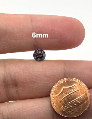 Grey blue round moissanite loose gemstone 5mm