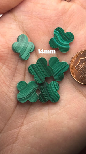 Malachite Four Leaf Clover Gemstone: Lucky Jewelry Stone (10mm-14mm)