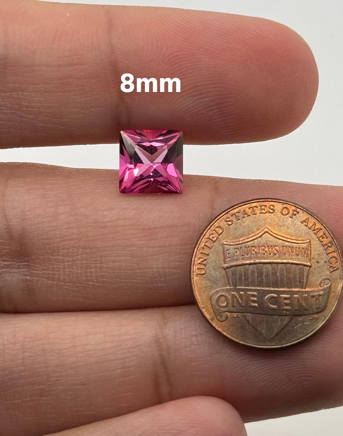 Natural Pure Pink Topaz Square Princess Cut AAA Loose Gemstone Available in 5MM-8MM