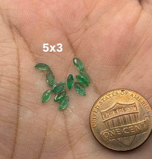 Natural Emerald Marquise Cut AAA Quality – 1pc & 5pc Parcel Options – 3.5x1.75mm to 6x3mm Loose Gemstones for Fine Jewelry