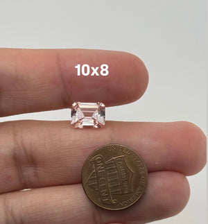 Morganite color sapphire emerald cut loose stone for ring setting