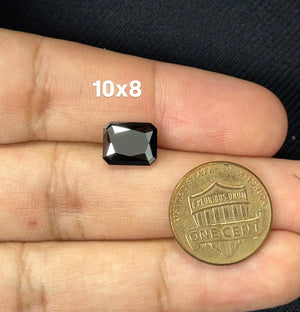 Black Moissanite Emerald Radiant Cut | 9x7mm–10x8mm Loose Stone | Dark Moissanite Gem for Engagement Rings & Fine Jewelry