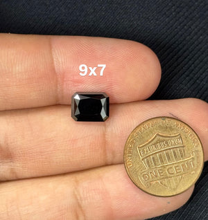 Black Moissanite Emerald Radiant Cut | 9x7mm–10x8mm Loose Stone | Dark Moissanite Gem for Engagement Rings & Fine Jewelry