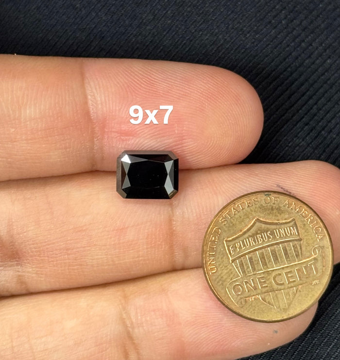 Black Moissanite Emerald Radiant Cut | 9x7mm–10x8mm Loose Stone | Dark Moissanite Gem for Engagement Rings & Fine Jewelry