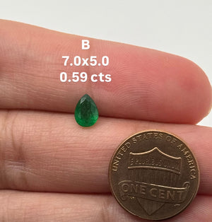 Natural Zambian Emerald Pear Shape Lot – Loose Green Emerald Gemstones for Jewelry, Engagement Rings, Birthstone Gifts