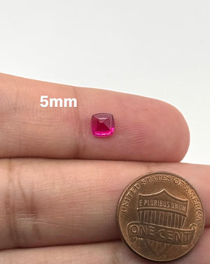 Synthetic Ruby Square Sugarloaf Cabochon #5 Lab Created Loose Gemstone 5mm 10mm for Rings Pendants Jewelry Making