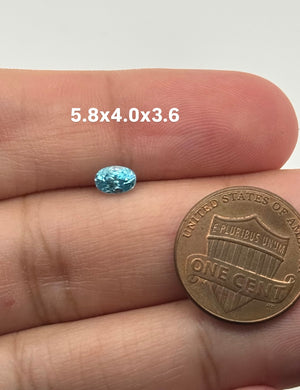 Natural oval blue zircon gemstone 0.85 carat, 5.8x4.0mm calibrated loose December birthstone with high fire and brilliant luster