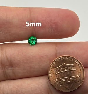 Natural Emerald Round Cut AAAA Quality | Vivid Green Loose Gemstone | Oval Cut | 100% Earth-Mined | May Birthstone | 5mm Size