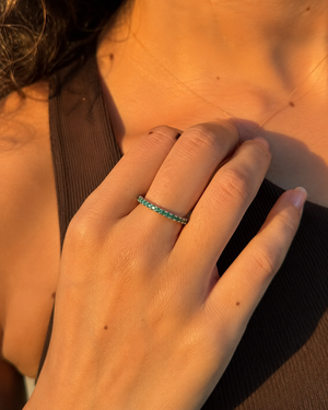Natural Emerald Eternity Ring | 14K White Gold Emerald Band 0.85 Ct Anniversary Ring Size 4.5
