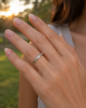 Princess Cut Diamond Wedding Band | 18K White Gold 0.10–0.15 Ct Channel Set Diamond Ring Size 7