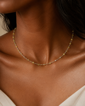 Natural Yellow Diamond Square Necklace | 18K White Gold Diamond Necklace Fine Jewelry Gift for Her
