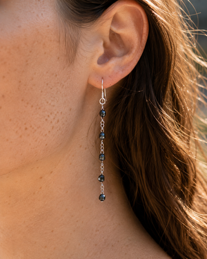 Natural Black Diamond Briolette Earrings | 3.20 Ct Dangle Drop Earrings Fine Gold Jewelry Gift for Her