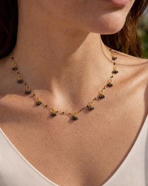Natural Black Diamond Necklace | 8 Ct Square & Briolette Diamond Necklace 18K Yellow Gold