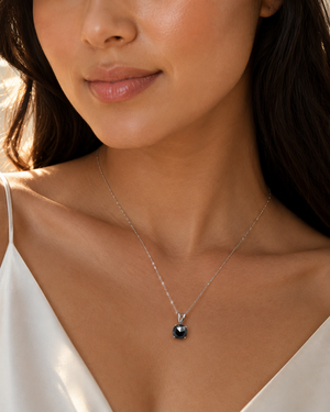 4.10–4.50 mm AAA Round Rose Cut Black Diamond Solitaire Pendant in Platinum