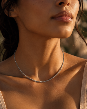 Tumbled Natural Diamond Necklace | 15.7 Ct Diamond Necklace Sterling Silver 17 Inch