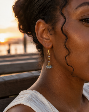 Swiss Blue Topaz Briolette Earrings | 6 Ct Dangle Drop Earrings 18KY Fine Gold Jewelry Gift for Her