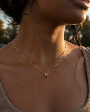 4.89–4.93 mm Natural Black Diamond Solitaire Pendant | 14K Yellow Gold 0.48–0.60 Ct Necklace