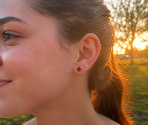 5mm Natural Garnet Stud Earrings | 14K Yellow Gold AAA Round Gemstone Earrings Gift for Her