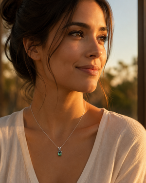 7x5 Mint Green Tourmaline Pendant | Platinum Oval Solitaire Necklace