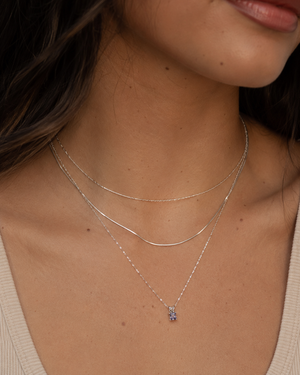 Lab Alexandrite Pendant | 14K White Gold 4mm Princess Solitaire Necklace — Dainty Color Change Gift