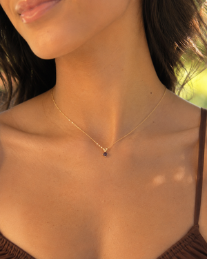 Lab Alexandrite Pendant | 14K Yellow Gold 4mm Princess Solitaire Necklace — Dainty Color Change Gift