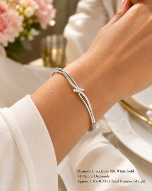 Diamond bracelet worn on wrist styled for anniversary dinner elegant evening jewelry