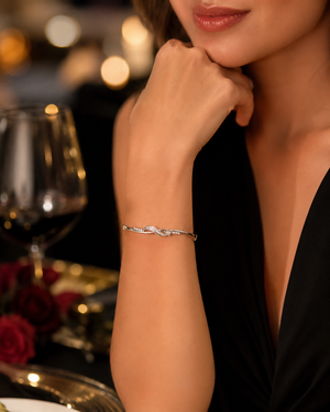 Diamond Bangle Bracelet | 18K White Gold — Elegant Evening Anniversary Jewelry Gift for Her