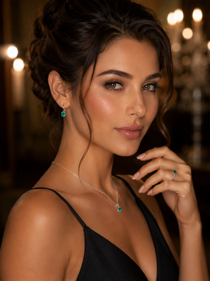 5mm Lab Created Emerald Leverback Earrings | 14K White Gold Round Earrings — Elegant Gift for Her