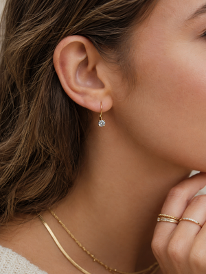 5mm Natural Aquamarine Scroll Leverback Earrings | 14K Yellow Gold Round Aquamarine Earrings