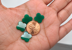 Green Agate Onyx Four Leaf Clover Gemstone Cabochon | Natural Green Clover Stone | Lucky Charm Jewelry Making | 8mm-14mm