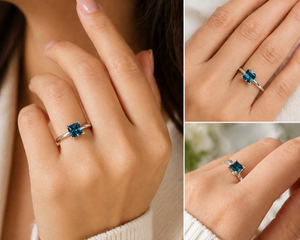 elegant topaz ring worn on finger styled for birthday dinner occasion look