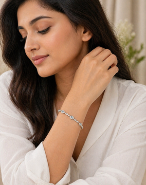 bracelet worn on wrist with elegant outfit anniversary jewelry styling