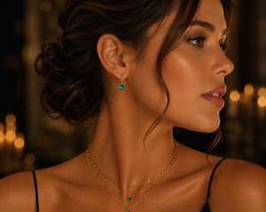 6mm Lab Created Emerald Leverback Earrings | 14K Yellow Gold Round Earrings — Elegant Gift for Her