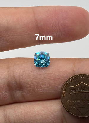 Aquamarine  Moissanite Cushion Cut Gemstone 7mm 8mm | Loose Blue Moissanite Stone | Sparkling Gem for Rings & Fine Jewelry