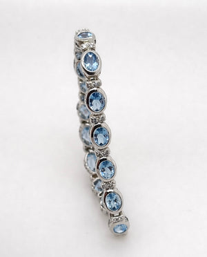 Aquamarine diamond bracelet in 14K white gold 7 inch