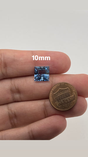 Lab Grown Aquamarine Spinel Square Princess Cut AAA Quality Available in 2.5x2.5mm - 8x8mm