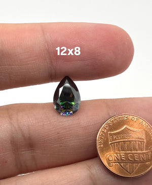 Grey blue pear cut moissanite loose gemstone