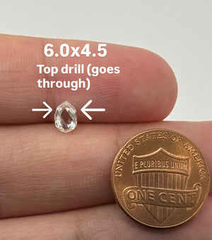 Natural Pear Briolette Diamond SI Clarity GH Color | Top Drilled Loose Diamond for Necklace, Jewelry Making, Engagement Pendant Stone