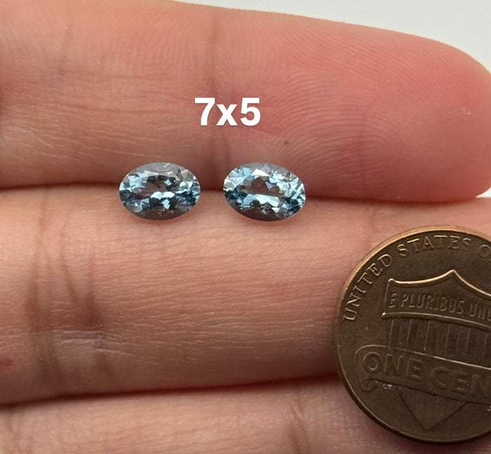 Natural Aquamarine Oval Gemstone 7x5mm Pair– AA+ Quality Loose Stone from Brazil for Jewelry Making