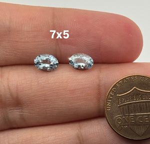 Natural Aquamarine Oval Gemstone 7x5mm Pair– AA Quality Loose Stone from Brazil for Jewelry Making